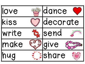 Valentine's Day Verbs by J School | Teachers Pay Teachers