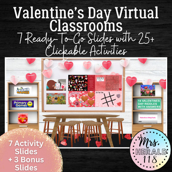 Preview of Valentine's Day Virtual Classroom with 25+ Activity Links Ready to Go Games