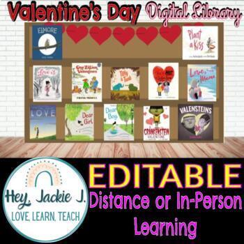 Preview of Valentine's Day Virtual Digital Library Hybrid Distance Google Editable