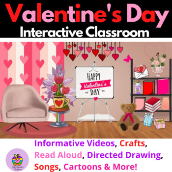 Preview of Valentine's Day Virtual Interactive Classroom- Read Aloud Stories, Crafts, Songs