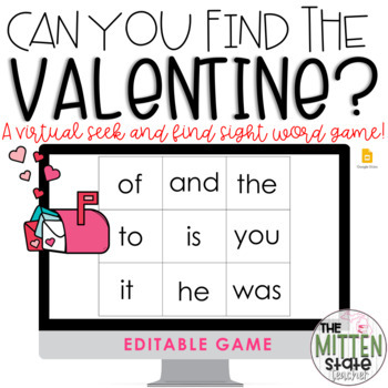 Preview of Valentine's Day Virtual Sight Word Game