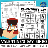 Valentine's Day Vocabulary Bingo Game and Word Search