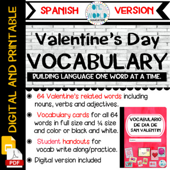 Preview of Valentine's Day: Vocabulary Cards and Student Handouts (SPANISH VERSION)