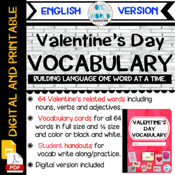 Preview of Valentine's Day: Vocabulary Cards and Student Handouts (ENGLISH VERSION)