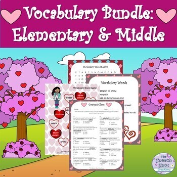 Preview of Valentine's Day Vocabulary Context Clues Activity Worksheets BUNDLE