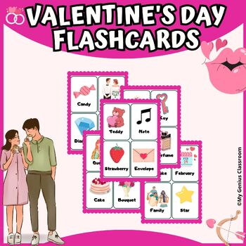 Preview of Valentine's Day Vocabulary Flashcards- For Kindergarten - Large And Printable
