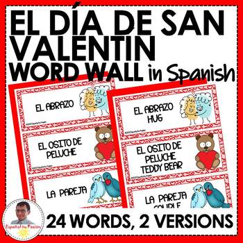 Preview of Valentine´s Day Vocabulary in Spanish Word Wall Bulletin Board