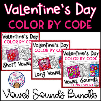 Preview of Valentine's Day Phonics Color by Code Worksheets