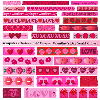Valentine's Day Washi Tape Clipart Graphic by Melissa Held Designs
