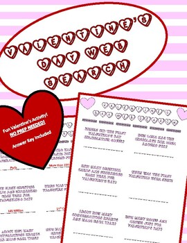 Preview of Valentine's Day Web Search - Fun Activity