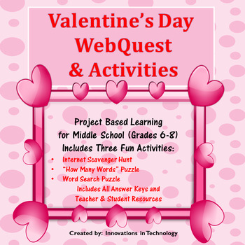 Preview of Valentine's Day WebQuest and Activities | Distance Learning