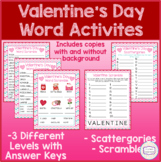 Valentine's Day Word Activities - Word Scrambles & Scattergories