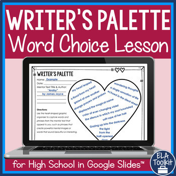 Preview of Valentine's Day Word Choice Writing Lesson | Graphic Organizer Worksheet Google