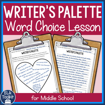 Preview of Valentine's Day Word Choice Writing Lesson with Graphic Organizer and Worksheet