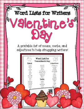 Preview of Valentine's Day Word List for Writers