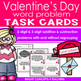 Valentine's Day Word Problem Task Cards with Regrouping