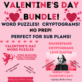 Valentine's Day Word Puzzles Bundle Searches, Scrambles, M