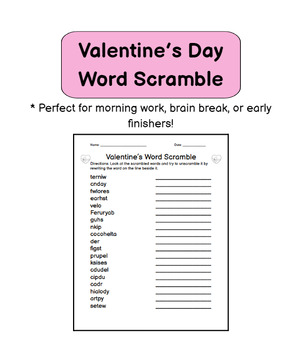 Preview of Valentine's Day Word Scramble