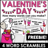 Valentine's Day Word Scramble Freebie! How many words can 