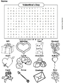 Valentine's Day Word Search Activity Worksheet