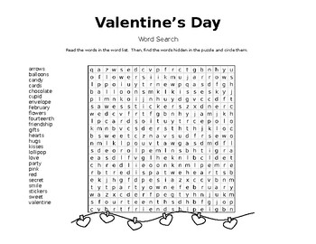 Valentine's Day Word Search by Miss Zee 144 | TPT