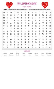 Preview of Valentine Word Search (ASL & English)