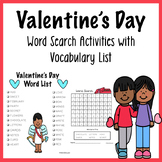 Valentine's Day Word Search Activities with Valentine's Da