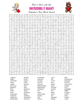 Preview of Valentine's Day Word Search: GIANT Edition to Keep 'em Busy!