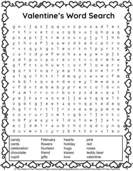 Valentine's Day Word Search (Grades 3-7) by The Heart of Two Teachers