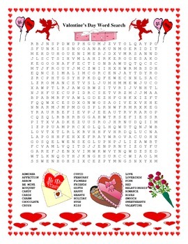 Preview of Valentine's Day Word Search- Harder 30 Words