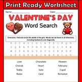 Valentine's Day - Word Search (Worksheet, Activity, Puzzle