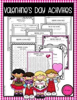 Preview of Valentine's Day Activities Word Search and Puzzles for February