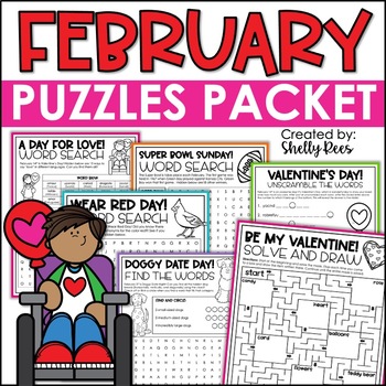 Preview of Valentine's Day Word Search and February Puzzles