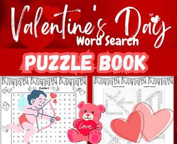 Preview of Valentine's Day Word Search puzzles book for  Adults and kids : 60 Word Search