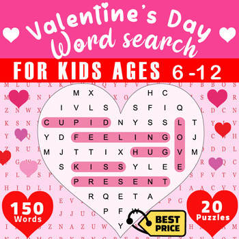 Preview of Valentine's Day Word Search puzzles for preschoolers and beginners