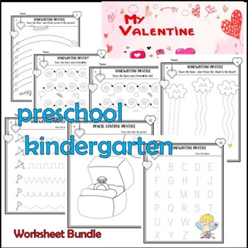 Preview of Valentine's Day  Worksheet Bundle Language Art Math Game Activity Feb
