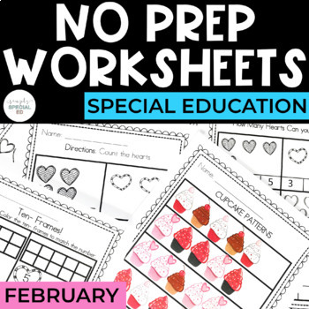 Preview of Valentine's Day Worksheets | Basic Skills | No Prep Pack | Special Education