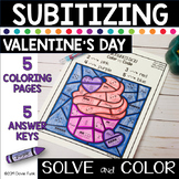 Valentine's Day COLORING Worksheets Math SUBITIZING