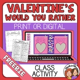 Valentine's Day Would You Rather Questions FREE - Fun Prin