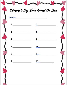 Preview of Valentine's Day Write Around the Room (with border)