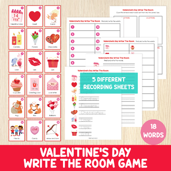 Preview of Valentine's Day Write The Room, Literacy Centers, Writing Activity, Vocabulary