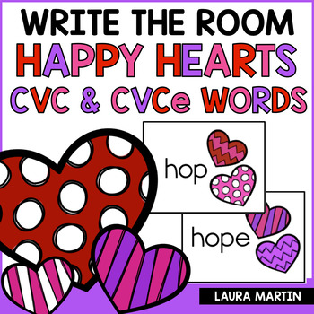 Preview of Valentine's Day Write the Room FREEBIE - CVC CVCe Words - Magic E Words