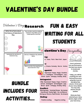 Preview of Valentine's Day Writing Activities & Research