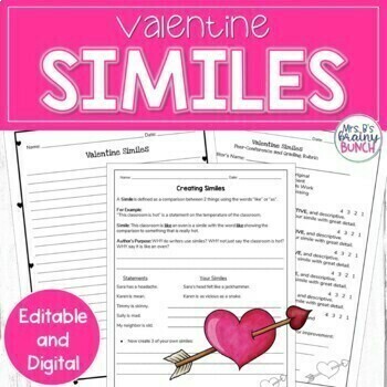 Preview of Valentine's Day Writing Activity | Editable and Digital