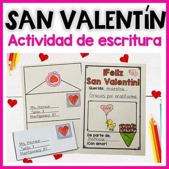 Preview of Valentine's Day Writing Activity in Spanish | Carta de San Valentín Escritura