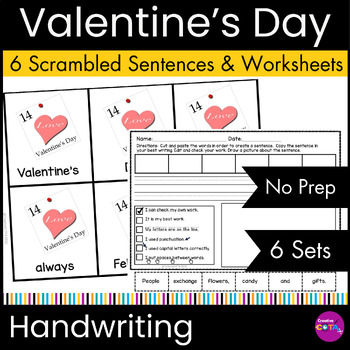 Preview of Occupational Therapy Valentine's Scrambled Build a Sentence Writing Activities