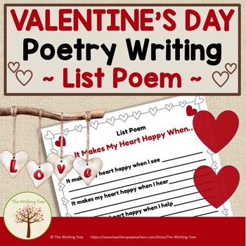 Preview of Valentine’s Day Writing List Poem | No Prep Gift or Card