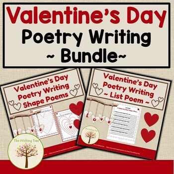 Preview of Valentine's Day Writing Shape and List Poems No Prep Bundle