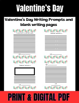 Preview of Valentine's Day Writing Pages and Prompts for ALL Grade Levels