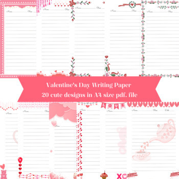 Preview of Valentine's Day Writing Paper Template for Writing Activity, Journal